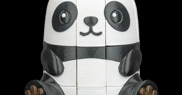 Panda quebra-cabeça impresso em 3D pela Printatu